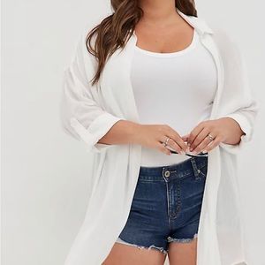 SHIRT KIMONO - CRINKLE GAUZE WHITE
